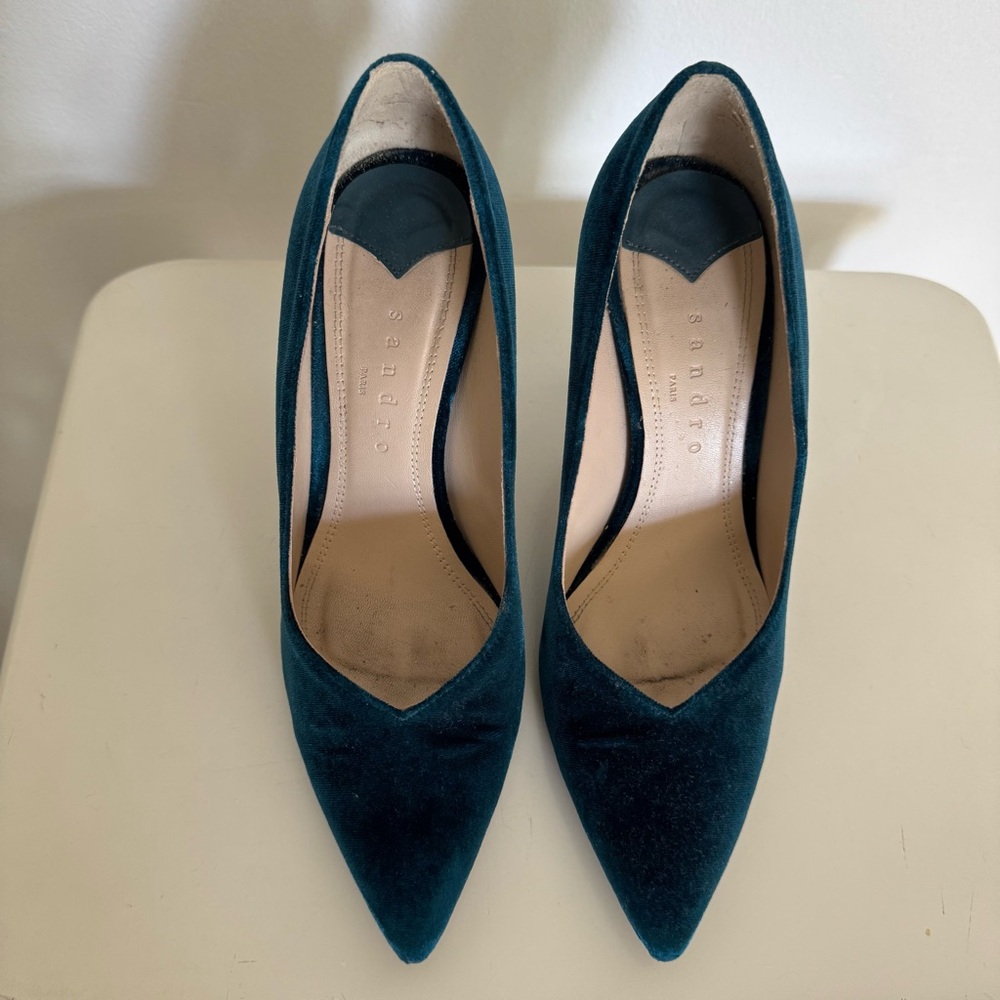 Sandro Daphnee Velvet Turquoise Pumps 38 (7.5/8)